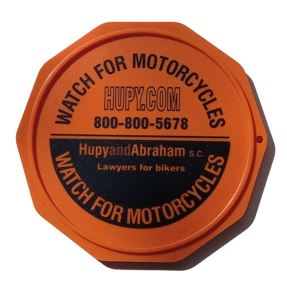 Motorcycle Coaster, Collectible Bikers Orange Plastic Coaster Ad